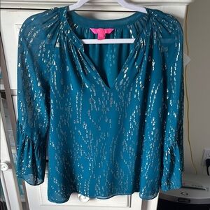 Teal Metallic Women's Top